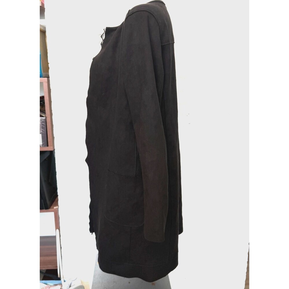 Joan Vass Faux Suede Lace Trim Jacket M Lagenlook Boho Chic Soft Goth Dark Twee - Picture 5 of 9